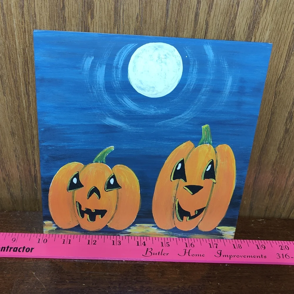 Halloween Pumpkins Under the Full Moon, 8x8